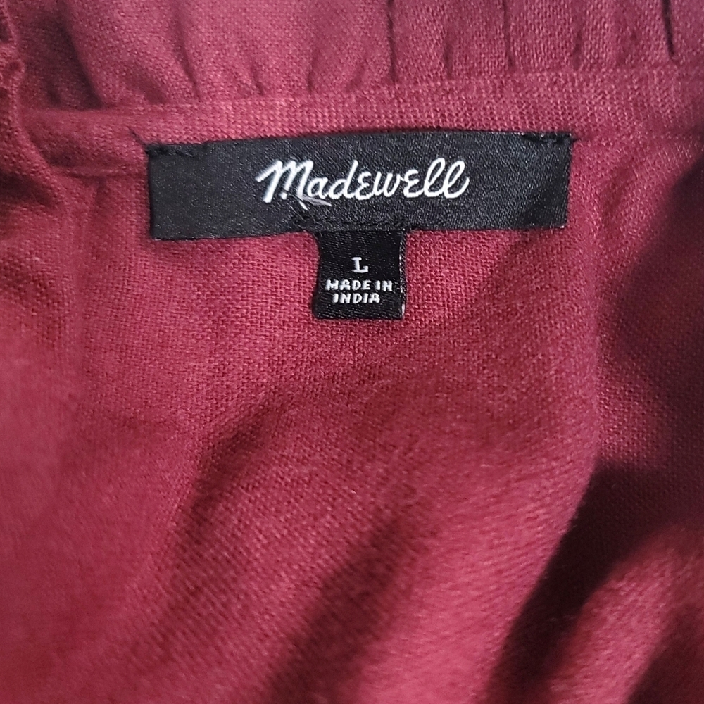 Madewell Embroidered Ruffled Flannel Mini Dress In Vintage Mulberry. Cottagecore - Picture 12 of 14